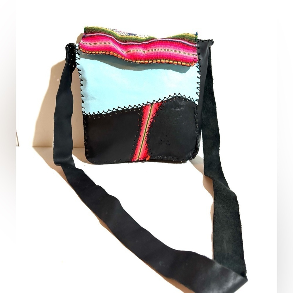 Colorful Patchwork glove, leather crossbody Bag